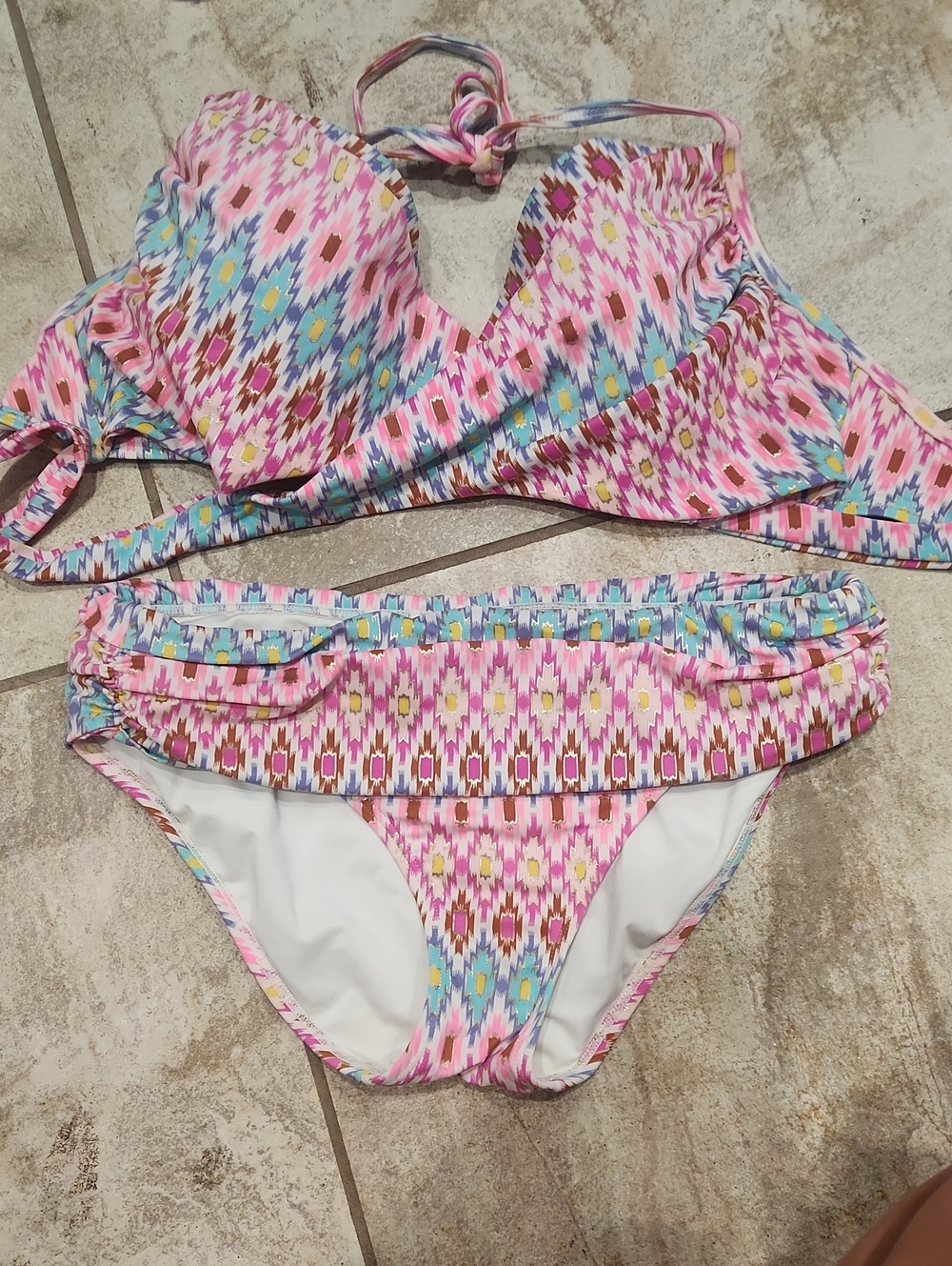 Victoria's Secret Pink Multi-Color Ikat Print Womens Bikini